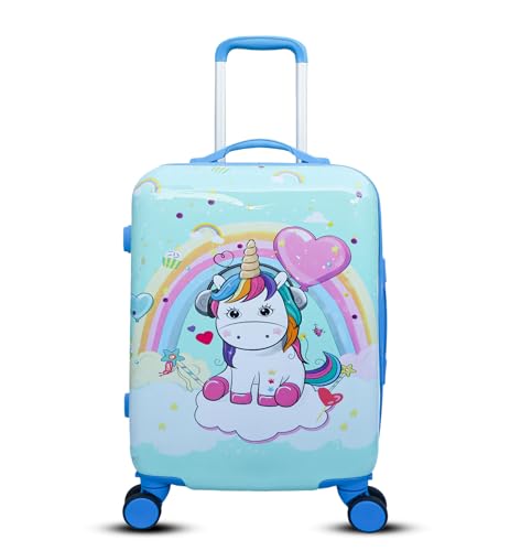 Image of ADSON Abs Kids Trolley 360 Rotating Luggage 360 Degree Wheels Unicorn Non-Breakable 20 Inch Kids Hardsided Suitcase with 4 Wheels, 360 Degree Wheel Travel Trolley Bag (Design 3)