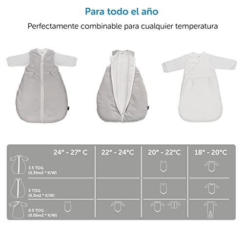 Miniatura 8 de Laloona Saco Dormir Bebe 2 Piezas, Interior Y Forro De Manga Larga 0.5-3.5 Tog , Oeko-Tex Standard 100, Pijama Manta Bebe De Algodón, Gris Lunares