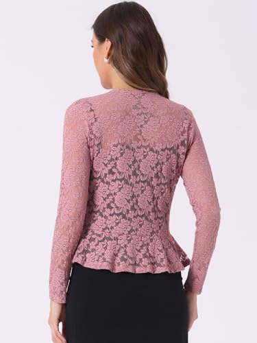 Image of Allegra K Bolero Shrug for Women's Lace Cardigan Tie Front Crop Ruffled Formal Dressy Wedding Shrugs