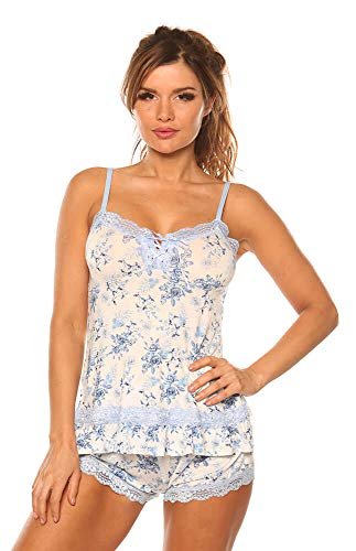 Velvet Kitten Sexy Hot Pink Lacey Date Night Short Set Polka Dot Cami Set Women's Pajama Set