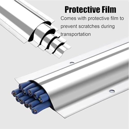Cubierta para cables de acero inoxidable, canaleta para cables exterior con tornillos para techo/esquina/espacio de trabajo/oficina, instalación perforada (ancho 4.5 pulgadas, largo 39.4 pulgadas) miniatura 4