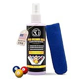 Billiard Ball Cleaner and Restorer with Cleaning Cloth - Pool Ball Cleaner for Consistent Roll, Billiard Ball Cleaner Spray for Professional Care - Removes Chalk Residue, Dust, Dirt, and Grime - 8 Oz