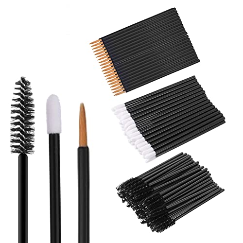 BTYMS 300 Count Disposable Makeup Applicators with Brow Spoolies Eyelash Mascara Brushes Lip Gloss Wands and Eyeliner Brush Disposable