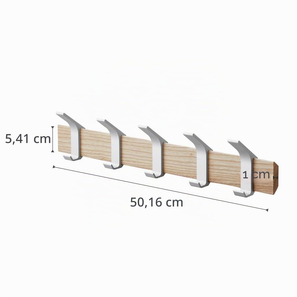 Yamazaki 4116 RIN Wall Coat R, beige, Wood/Aluminum, 50 x 6.5 x 10 cm