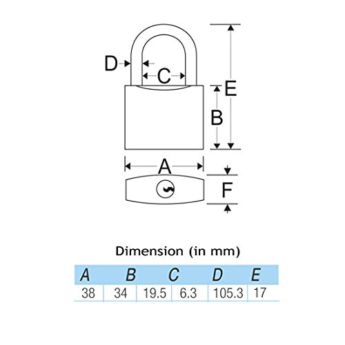 Image of Harrison C I-LS-0323 Cast Iron Body and Mild Steel Long Shackle 3 pin with 3 Key Padlock for Traveling Box, Door, Shutter, Gates, Iron Grills, (Grey, Painted Finish)