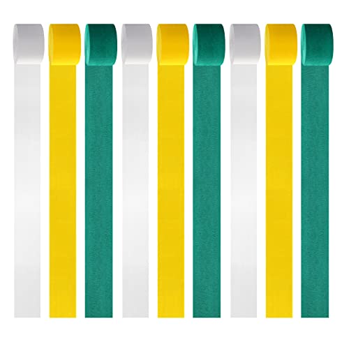 Image of Green-White Yellow Party-Decorations Crepe-Paper Streamers - 9 Rolls Birthday Paper Garland Streamer Neutral Baby Shower Sping Summer Garden Tea Party Decor Panduola