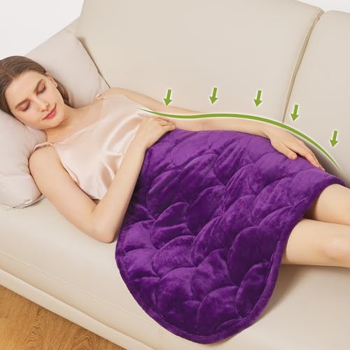 Uttermara Weighted Lap Blanket 5 lbs, Weighted Lap Pad for Adults, Reversible for All-Season Relaxation and Calming, Small Lap Pad for Nap Travel Home and Office, Purple 23" x 38"