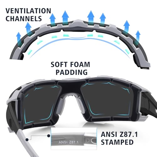UKNOW Safety Glasses - Anti Fog Wraparound Lenses - Removable Foam Gasket - ANSI Z87.1 Protective Eyewear - Impact Resistant - Image 5
