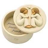 Forever Friends Erinnerungsbox aus Kunstharz - Handbemalte Freundschafts-Geschenkbox mit zwei Engelsfiguren, sentimentales Geschenk für Frauen, beste Freunde, Geburtstag Beileid (A)