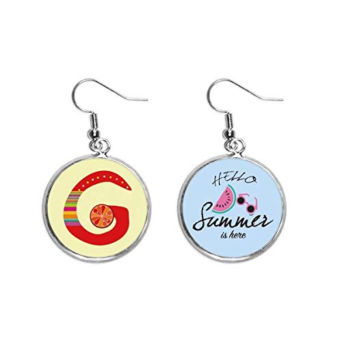 Pendientes de sandía con letra G naranja accesorios lóbulo verano