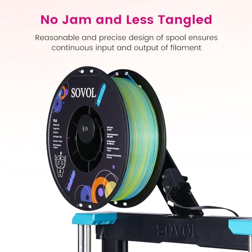 Image of Sovol PLA Filament Silk Tri Color Co-Extrusion 1.75mm, 3D Printer Filament 1kg / 2.2lbs, Shiny Silk Rose Blue Yellow 3 in 1 Coextrusion PLA Material + /-0.03mm