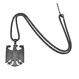 nernnernv Deutsche Adler Kette, Edelstahl (Schwarz), Deutscher Adler Anhänger, Herrenkette mit Bundesadler, 50 cm Kettenlänge, Geschenkverpackung