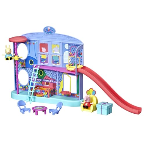 Hasbro Peppa Pig Playset Centro DE Entretenimiento con 2 Figuras de Peppa y Rebecca Rabbit de 7cm con 8 Accesorios   Reproduce Canciones y Frases Divertidas