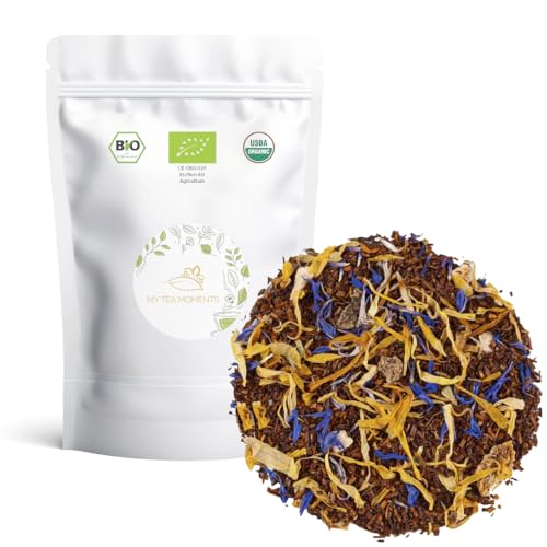 Rooibos de Limón y Maracuyá a Granel 100 Gramos - Cultivo Sostenible - Ingredientes Naturales: Aciano, Caléndula, Limón, Mango, Maracuyá, Vainilla. Antioxidante, Energizante, Refrescante.