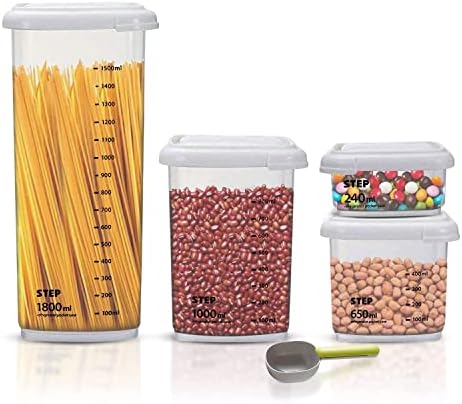 Bragmart Kitchen Food Storage Containers With Measuring Scoop Kitchen Plastic Storage Box Perfect To Store Cereal Flour Or Sugar Airtight Canisters Set Of 4 1800ml 1000ml 650ml 240ml 3690ml Buy Online At Bragmart Kitchen Food Storage Containers With Measuring Scoop Kitchen Plastic Storage Box Perfect To Store Cereal Flour Or Sugar Airtight Canisters Set Of 4 1800ml 1000ml 650ml 240ml 3690ml Buy Online At