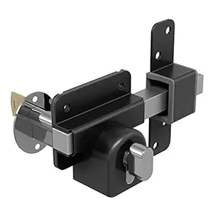 GateMate 1490106 Long Throw Lock with Thumb Turn, Heavy Duty Stainless Steel in Black Finish, Stylish Gate Lock, Secure Lock for Home Main Gates, Sheds and Garage Doors - up to 2