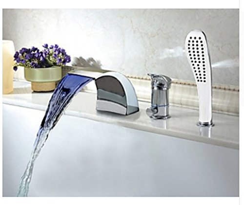 Robinet de baignoire cascade à LED hydrogénérée et douchette ergonomique