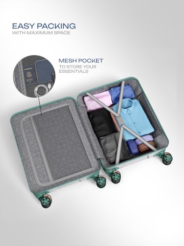 Image of Safari Roma Hard Luggage Trolley Bag with 8 Wheels Cabin Size Carry on Suitcase - Fog Grey