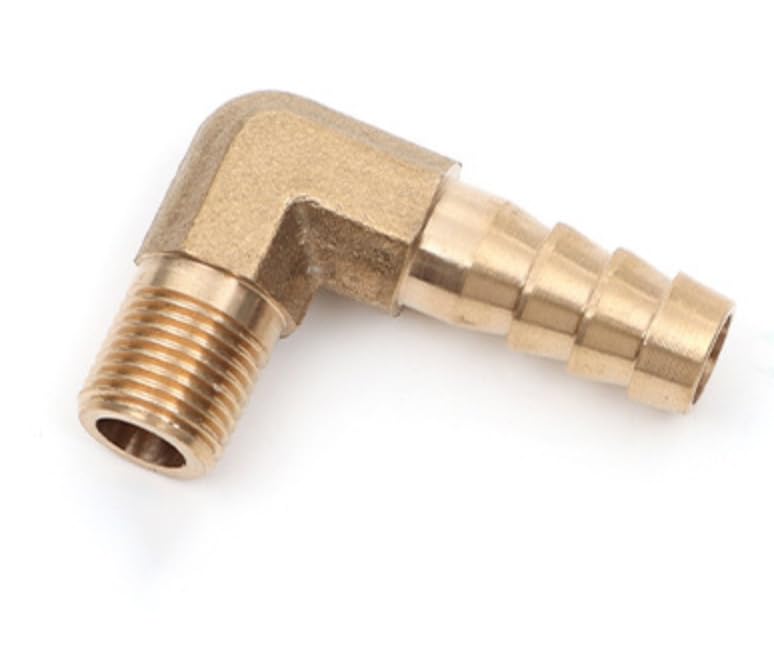 Raccordi filettati per tubo in ottone, connettori a 90 gradi, raccordo a gomito per tubo in ottone, BSP maschio femmina, raccordo a gomito per tubo olio gas (3/8 maschio x DN8 1/4