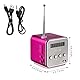 ULTECHNOVO Mini Radio Mit Batterie Td-V26 Mini Drahtloser Musikplayer Stereolautsprecher Mp3 Mp4 Musikplayer für Computer Handy Unterstützung für Micro/U-Disk, Rosig Radiowecker Rosa