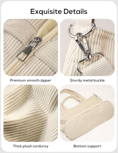 Image of METALPHA Tote Bag for Women, Large Work Corduroy Tote Bags Zippered Messenger Travel Bag Shoulder Crossbody Hobo Handbags