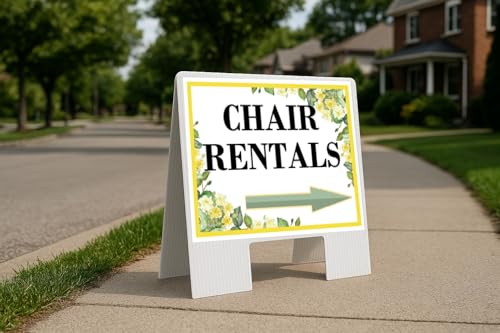 Chair Rentals Spring Flowers Citrus Eucalyptus Directional Arrows A-Frame Double Sided 23x23 in. sign