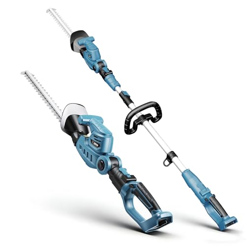 ZUYIYI Pole Hedge Trimmer Cordless for Makita 18V Battery 2-in-1 Handheld & Long Reach Hedge Trimmer w/ 8.5FT Extension Pole 20 Dual-Action 3/4 Cutting Capacity 150 Adjustable Head (Tool Only)