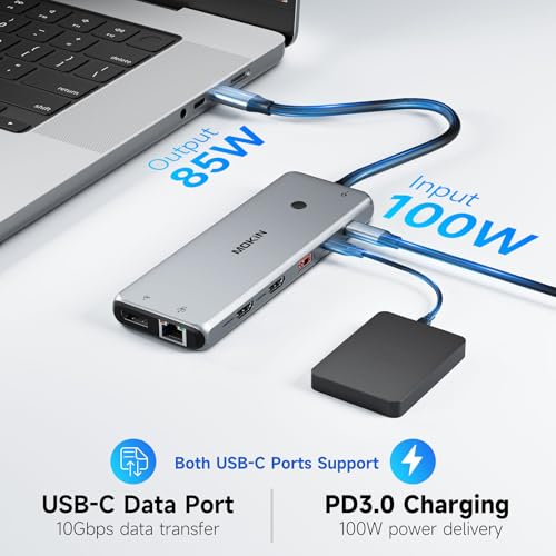 Image of USB C Docking Station Laptop Hub Dual Monitor Multiport Adapter Dock Dongle,USB C to 2 HDMI,DisplayPort,PD Charging,Ethernet,7 USB A /C 3.1 /3.0 /2.0 Ports,Audio