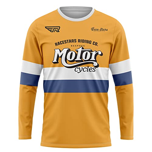 RACESTARS Mountain Bike T Shirt Men's Cycling Jersey Motocross Long Sleeve Anti-uv Dirt Bike ATV Enduro MTB Jersey Sportwear