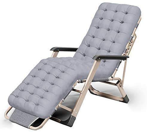 Chaise longue de jardin grise pliante pour camping et chaises de patio