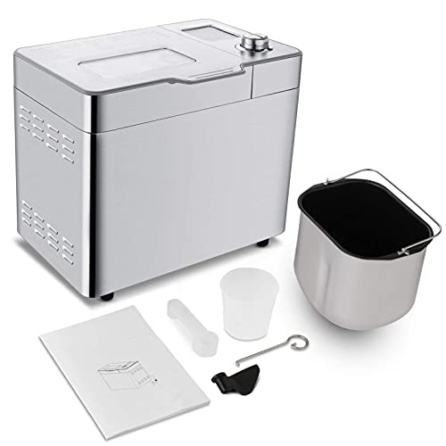MEYKEY Brotbackautomat mit bis zu 900 g Kapazität, intelligente und automatische Programme, 3 Brotgrößen, 550 W, 36 x 22 x 30 cm, Silber – Bild 8