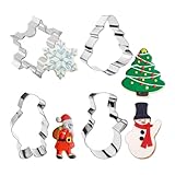 Juego de cortadores de galletas de Navidad,Cortadores de galletas navideñas - 4x Muñeco de Nieve Papá Noel Copo de Nieve Árbol Molde de galletas | Molde de galletas de invierno de acero inoxidable