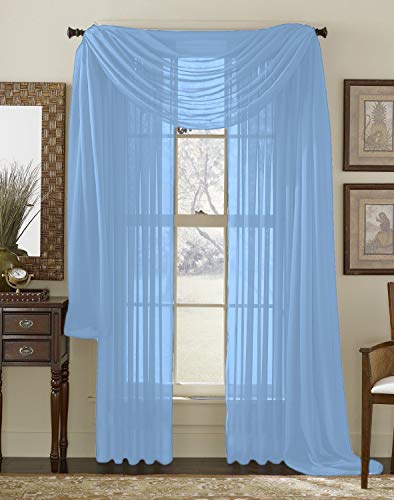 Juego de 3 Cortinas Transparentes con Costuras para Ventana y Bufanda, de Interior, 2 Paneles y 1 Bufanda a Juego