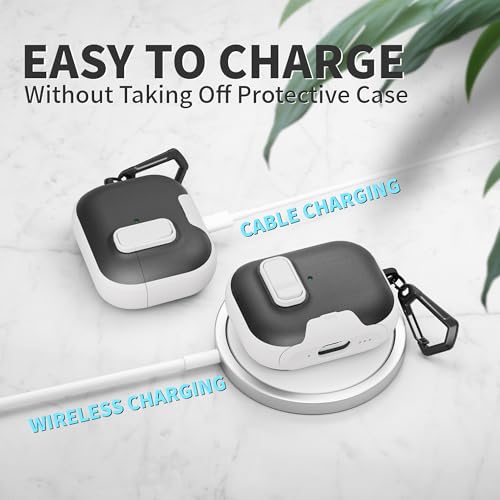 Image of for AirPods Pro 3 Case with Lock,TPU Leather Texture Durability Anti-Lost & Shockproof Protective Cover Accessories with Cleaning Kit in Keychain for Apple iPod Pro 3rd Generation 2025(White /Black)