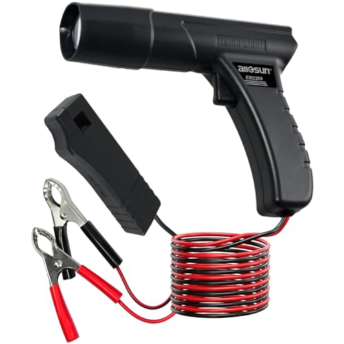 allsun Professional Timing Light for 12V Engines,Inductive Clamp Ignition Tester with Adjustable Timing, BTDC/ATDC Measurement,Car,Truck, Motorcycle Tune Up Tool,No Extra Batteries Needed