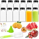 Leaflai 250ml Juice Bottles 12 Pack - 8oz Shot Bottles, Plastic Bottle with Leak-Proof Lids and Labels, Reusable Drink Containers for Home, Party, Camping and as Gifts