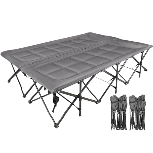 REDCAMP 2 Person Extra Wide Camping Cots for Adults 500lbs, 59' W Oversized Heavy Duty Sleeping Cots, XXXL Cots Portable for Indoor Office Outdoor, Grey