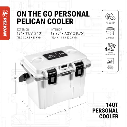Pelican 14 Quart Personal Lunch Box Cooler (White/Gray) - image 2