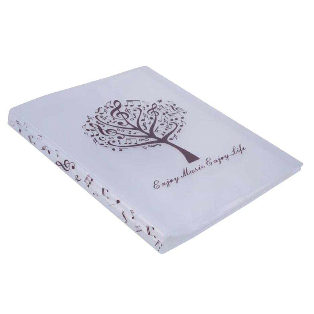 Hermosa carpeta de partituras para amantes de la música con 40 páginas para organizar documentos, soporte de almacenamiento de documentos, tamaño A4, perfecta para archivar y oficina, #1 blanco