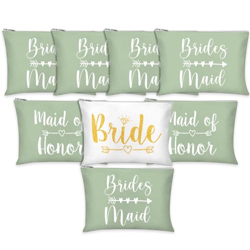 Whaline 8Pcs Bridesmaids Makeup Bags Wedding Bridal Cosmetic Canvas Organizer ...