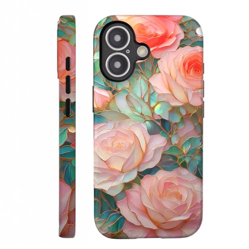 VSANT Compatible with iPhone 17 Case 6.3”, Cute Floral Flower Patterns Shockproof Protective Aesthetic Phone Case with Stylish Designs for Women Girl, Blooming Pink Rose