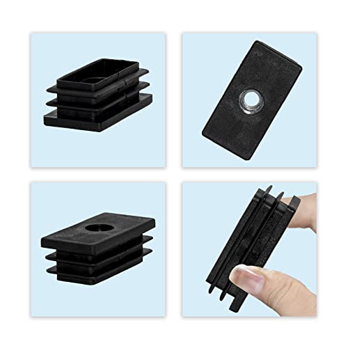 Image of Flyshop Black M8 Threaded Tube End Plastic Rectangle Blanking Caps | 30 mm x 50 mm, 4 Pcs