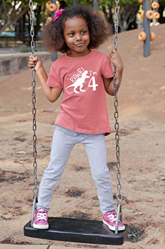 Image of rawr im 4 Year Old Girl Birthday Shirt Dinosaur Roar Four 4th Toddler Outfit Fourth