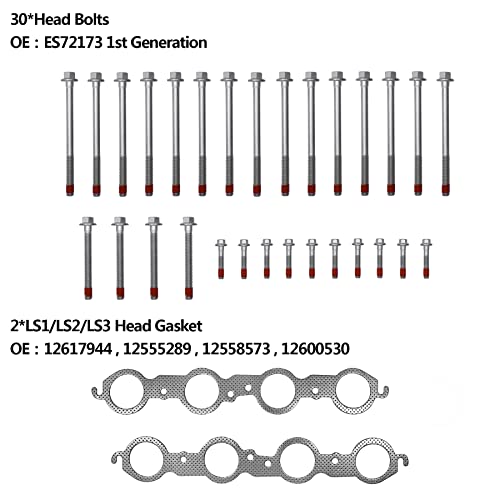 Head Gasket Set 5.3 L, w/Cylinder Head Bolts(ES72173), Compatible with 2002-2011 Chevy Silverado Tahoe Express Avalanche Suburban, GMC Sierra Yukon Savana Envoy 4.8 L 5.3 L V8, Engine Gasket Kit - Image 6
