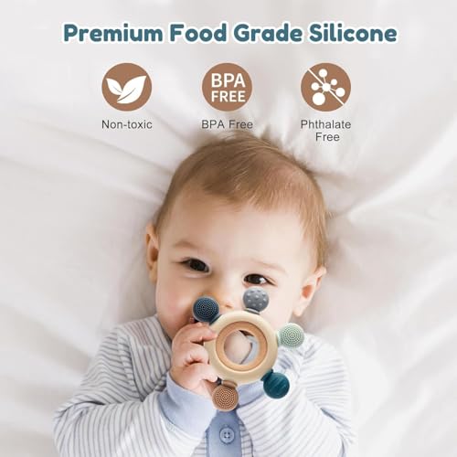 Image of Baby Teething Toys for 0-6 6-12 Months, BPA Free Baby Teether Sensory Toy for Babies 0 3 6 9 12 18 Months, Newborn Infant Toys Gifts for 1 One Year Old Baby Boys Girls (Jelly Shapes)