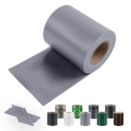 Sunnylaxx PVC Sichtschutzstreifen 35m x 19cm, 450g/m² inkl. 20 Clips, Hellgrau Zaun Sichtschutz, Gartenzaun, Stabmattenzaun, Zaunfolie, Doppelstabmatten Zaun