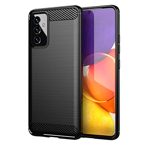 Turboom Schutzhülle für Samsung Galaxy A82, Karbonfaser, weiches TPU, schmal, modisch, Anti-Fingerabdruck, kratzfest und rutschfest, Schutzhülle für Samsung Galaxy A82 (TB schwarz) Cover