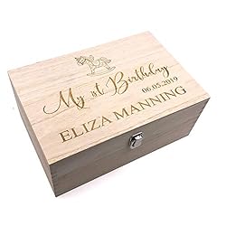 Personalised Large Girl's First Birthday Gift Keepsake Box Engraved