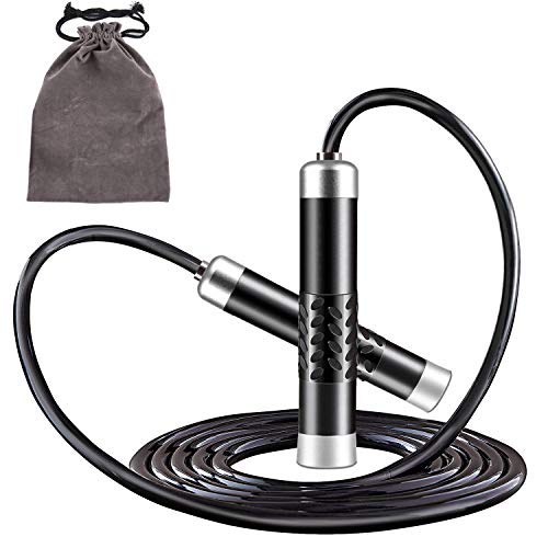 Weighted Skipping Rope, 3M Heavy Jump Ropes for exercise, Aluminum Antiskid Handle & 9mm Thickness Rope, Adjustable Tangle-Free Professional Speed Rope for Crossfit Training, Weight Loss, Boxing, MMA