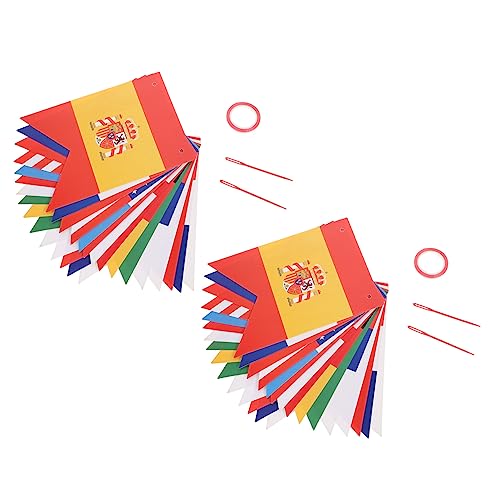 Ipetboom 2 Stück Teiliges Länderflaggen Banner Fußball Wimpelkette Bunte Papierflaggen für Sportveranstaltungen Party Dekoration International Geeignet